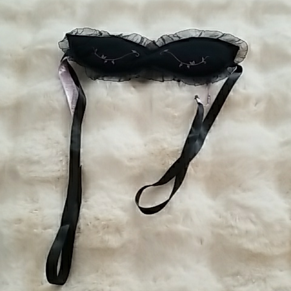 Savage X Fenty Black Sleep Mask with Ruffle Trim